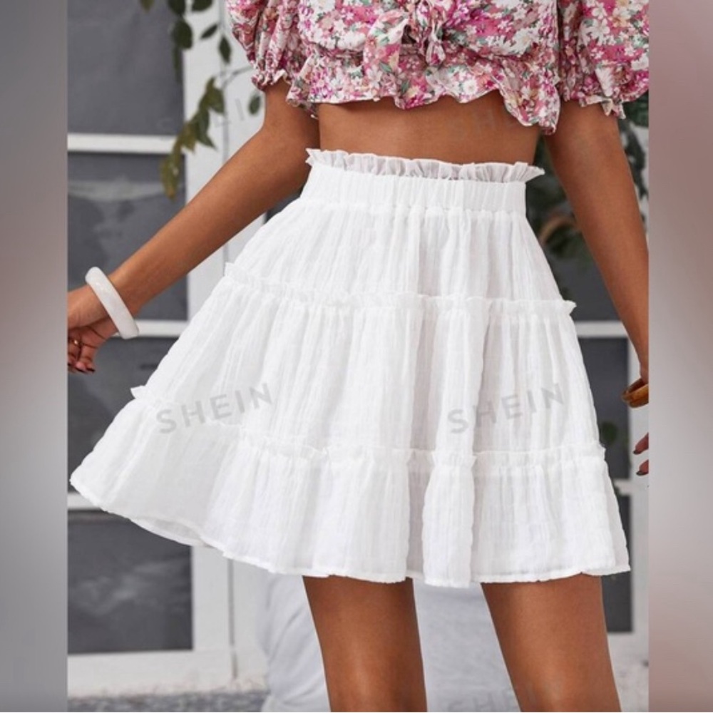 (NWOT) SHEIN White Flowy Skirt
